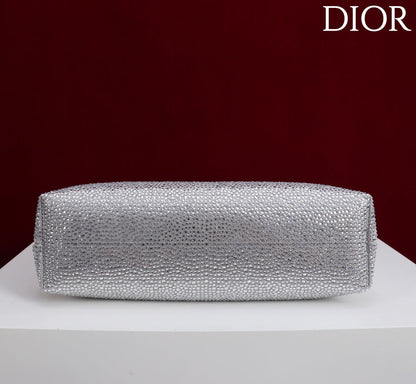 CD Small Bow Bag 30cm Silver Strass 160740