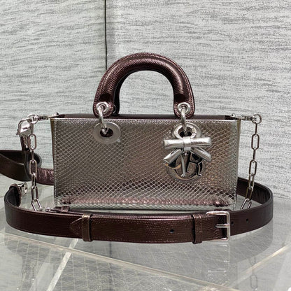 CD Lady D-Joy Bag Metallic Bronze Snakeskin Leather SHW 160003