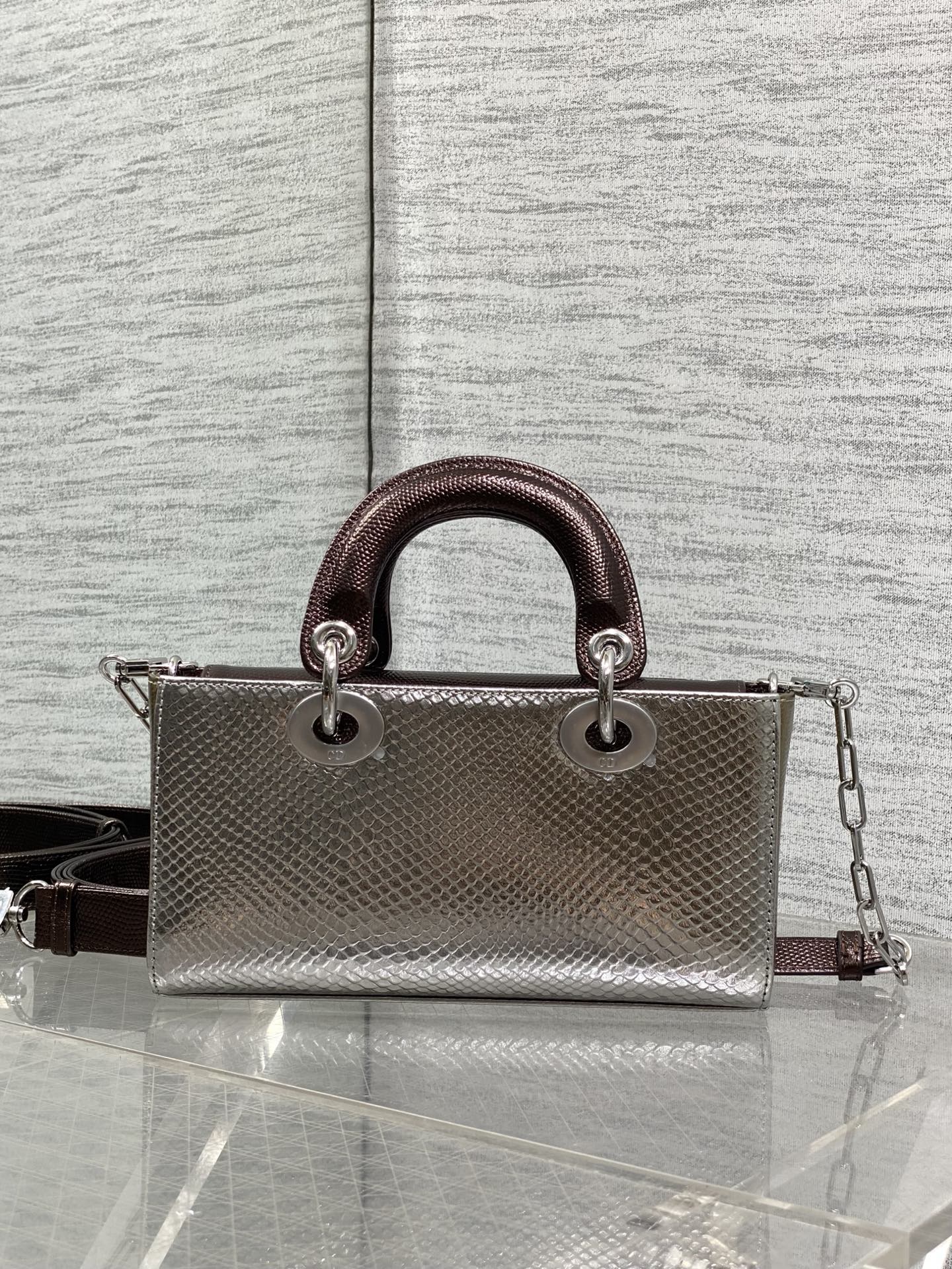 CD Lady D-Joy Bag Metallic Bronze Snakeskin Leather SHW 160003