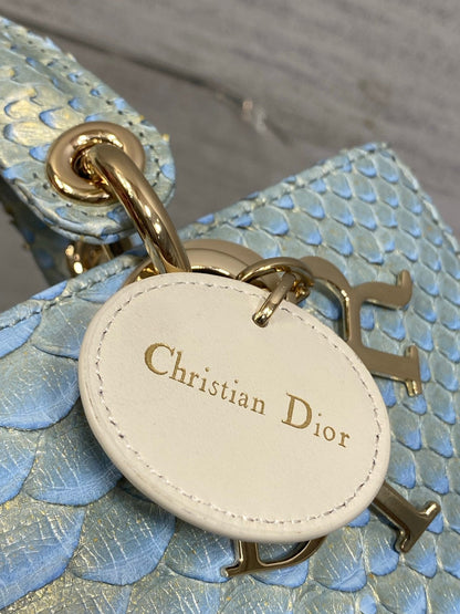 CD Lady D-Joy Bag 22cm Blue Snakeskin Leather GHW 159998