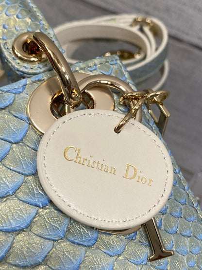 CD Mini Lady Dior Bag 17cm Blue Snakeskin Leather GHW 159996