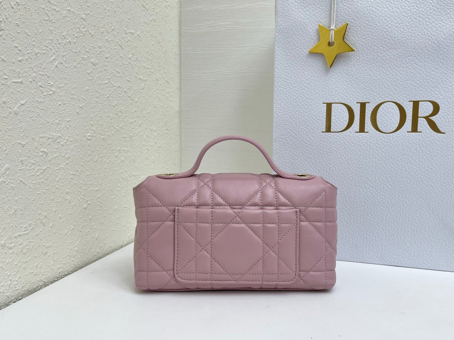 CD My Tender Top Handle Mini Bag 21cm Dusty Pink Macrocannage Leather 159480