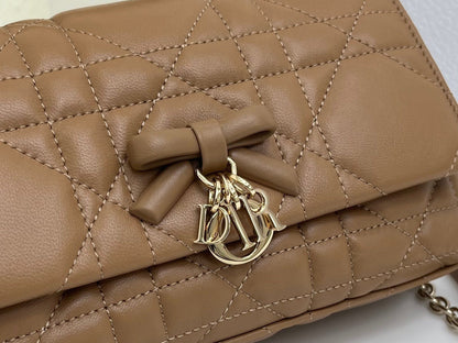 CD My Tender Top Handle Mini Bag 21cm Brown Macrocannage Leather 159479