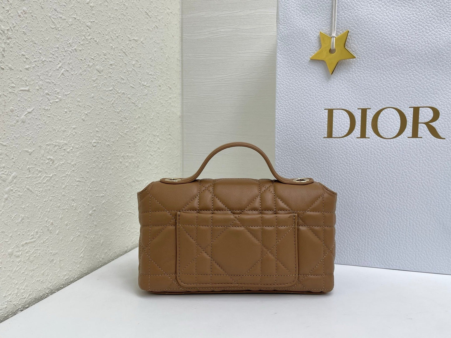 CD My Tender Top Handle Mini Bag 21cm Brown Macrocannage Leather 159479