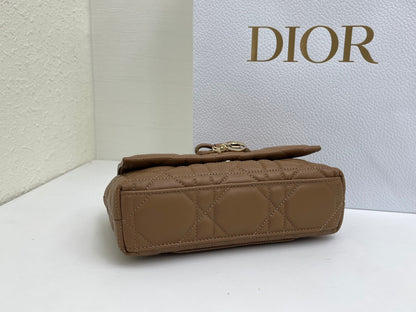 CD My Tender Top Handle Mini Bag 21cm Brown Macrocannage Leather 159479
