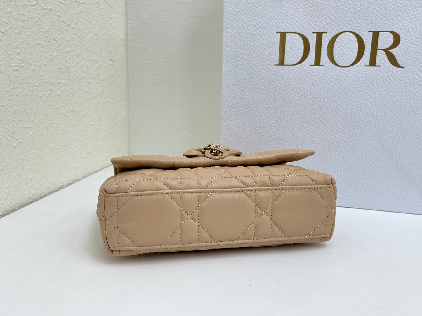 CD My Tender Top Handle Mini Bag 21cm Beige Macrocannage Leather 159477