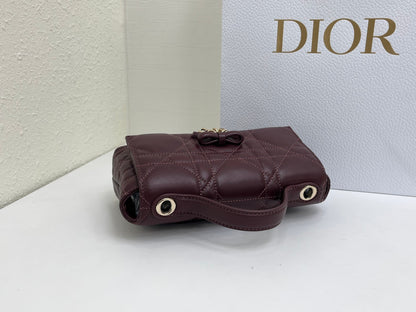 CD My Tender Top Handle Burgundy 21cm Burgundy Macrocannage Leather 159471