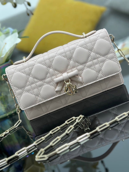 CD My Dior Mini Bag Soupir 21cm Light Pink Cannage Leather