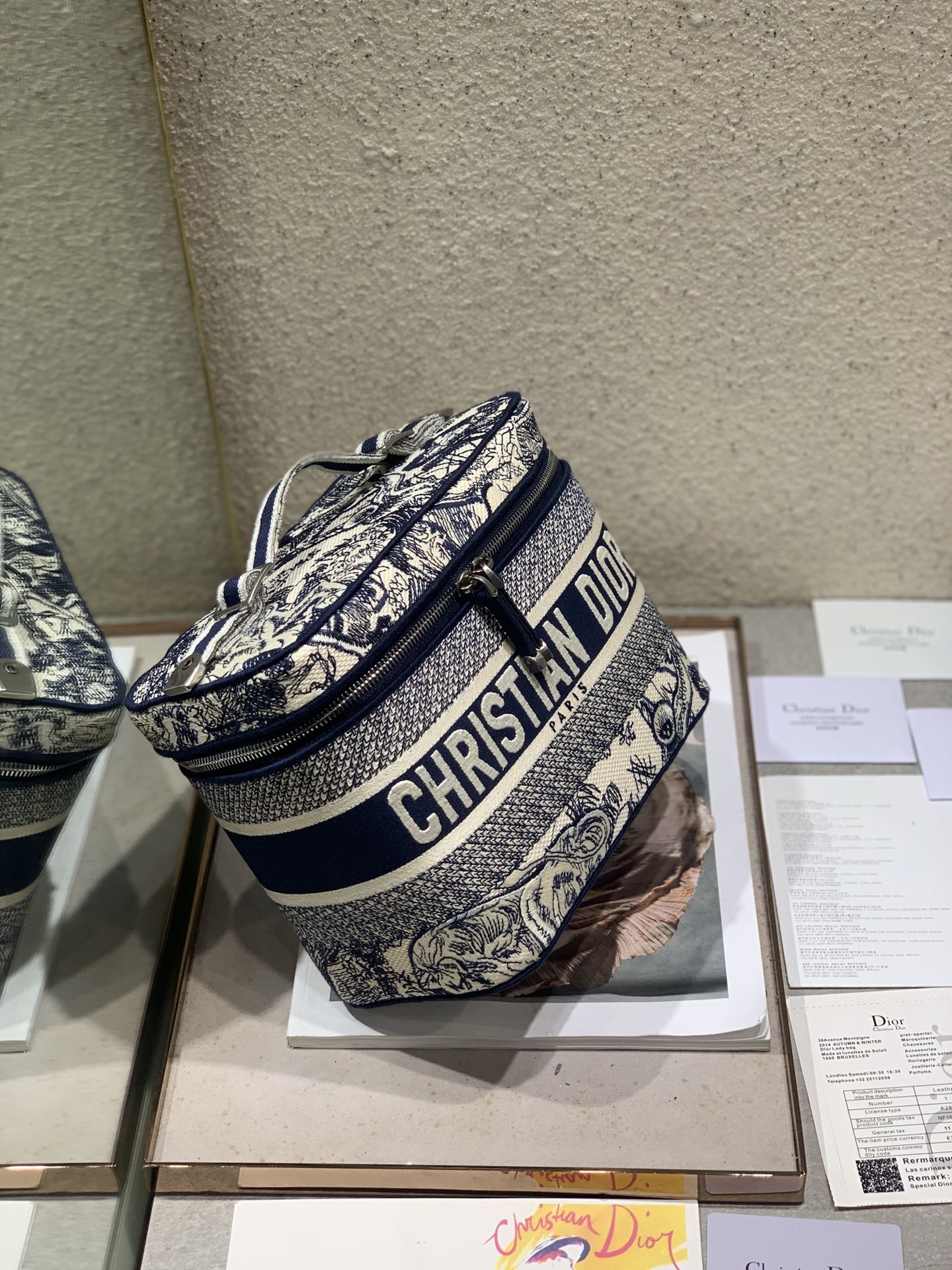 diortravel vanity 25 blue embroidery canvas