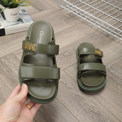 cd dioract dad sandal mule khaki lambskin