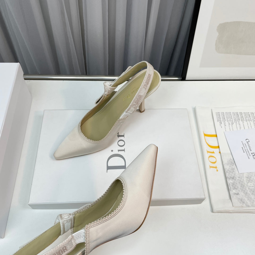 cd slingback pumps 95 white silk fabric