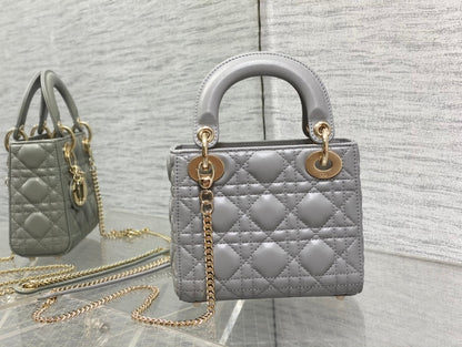 mini lady 17cm grey lambskin