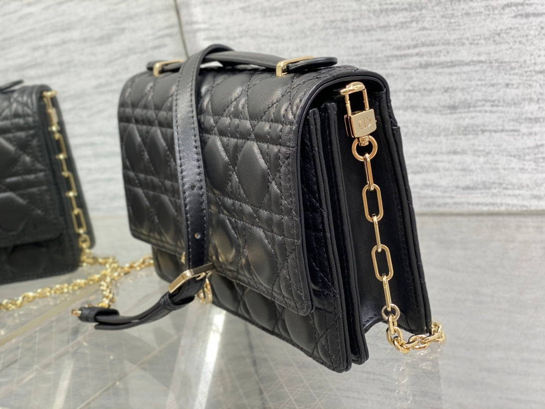 MY CD 24 TOP HANDLE BAG BLACK LAMBSKIN