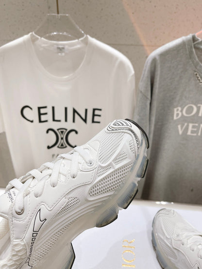 CD Vibe Sneaker White Polyester Mesh Fabric And Lambskin