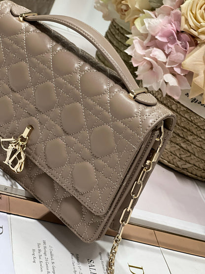 MY CD 24 TOP HANDLE BAG DARK BROWN LAMBSKIN