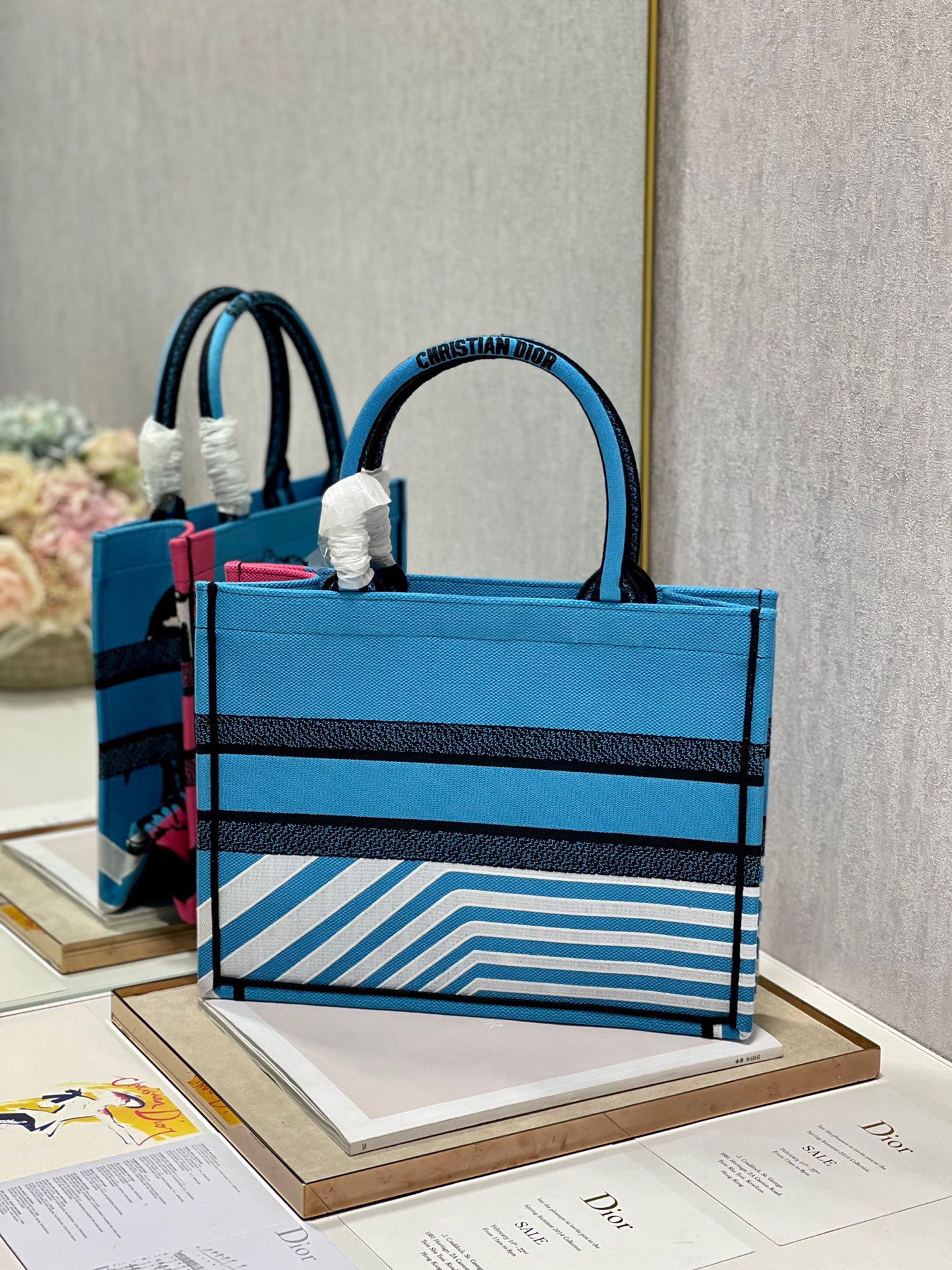 CD Zebra Book Tote Bag Blue Canvas 336519