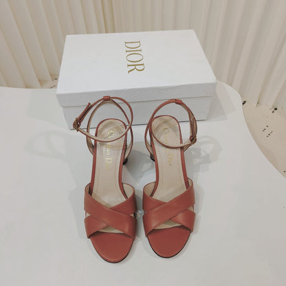 CD 26s Criss-Cross Strap Sandals 8cm Tan Leather 927498