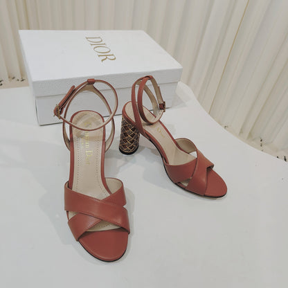 CD 26s Criss-Cross Strap Sandals 8cm Tan Leather 927498