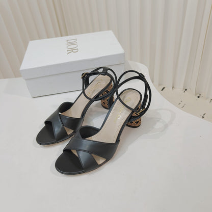CD 26s Criss-Cross Strap Sandals 8cm Black Leather 927499