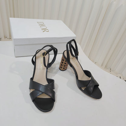 CD 26s Criss-Cross Strap Sandals 8cm Black Leather 927499