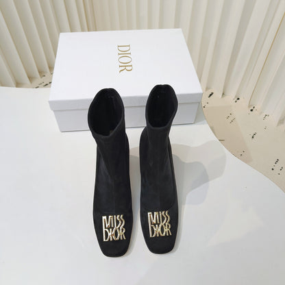 Miss Dior Ankle Boots 80mm Black Suede 111382