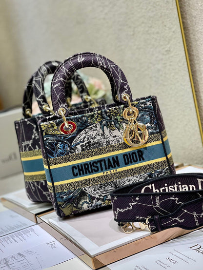 CD Blue Constellation 24 Lady Dior Bag Canvas 336724