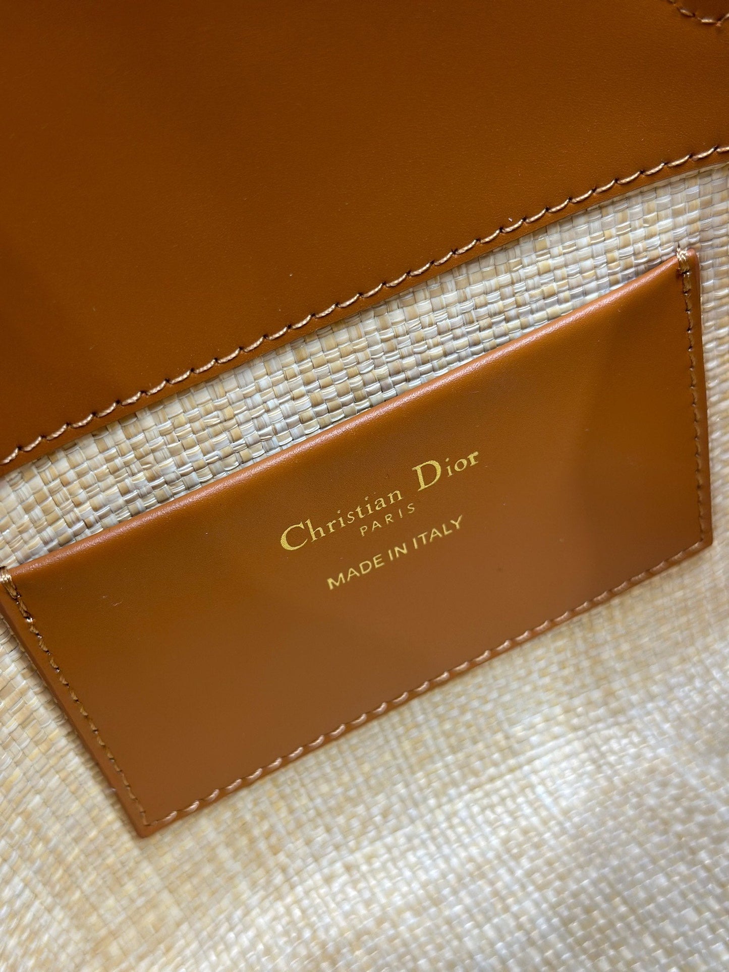 CD Small Toujours Vertical Tote Bag 18.5cm Natural Cannage Raffia 288649