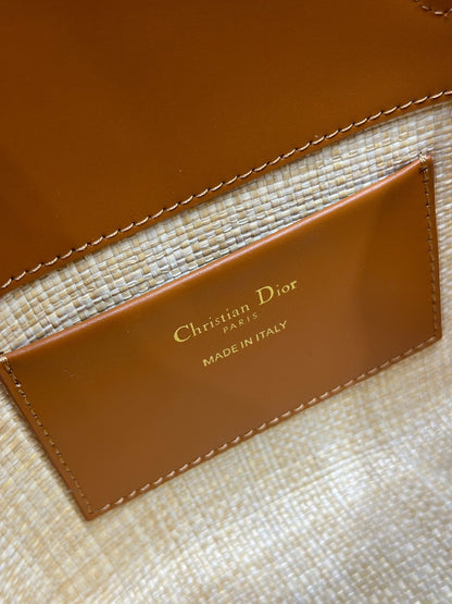 CD Small Toujours Vertical Tote Bag 18.5cm Natural Cannage Raffia 288649