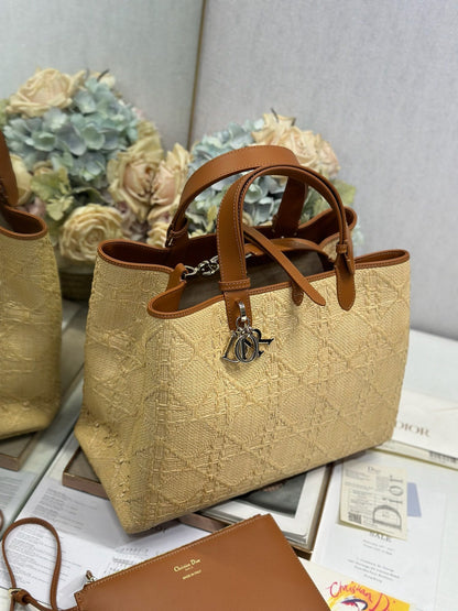 CD Large Dior Toujours Bag 37cm Natural Cannage Raffia 288660