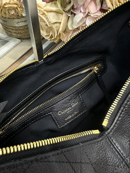 CD Medium Dior Voyage Bag 28cm Black Macrocannage Calfskin 288628
