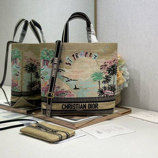 CD Fall 2025 Souvenir Large Book Tote Beige Cotton 288606