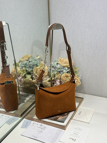 CD 26s Medium Diorly Bag Brown Suede 288361