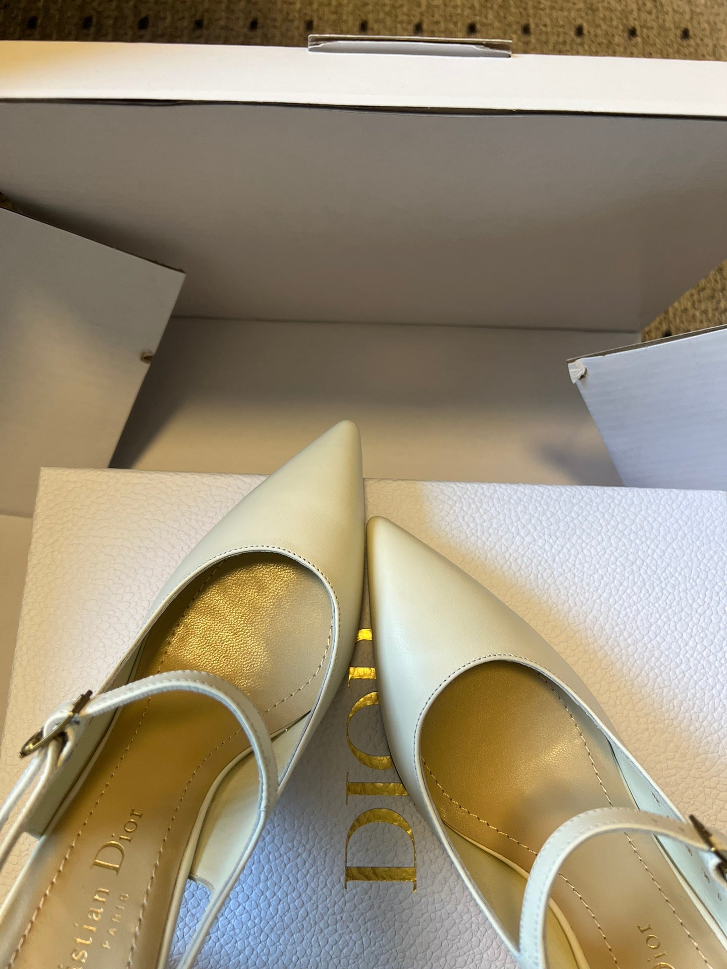 CD Icon Slingback 8cm Light Beige Sheepskin 623094