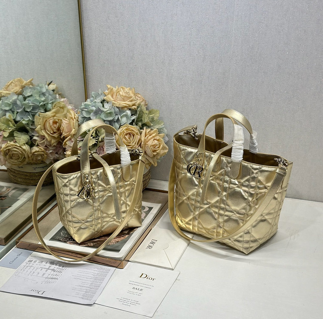 CD Toujours Tote Bag Metallic Gold-Tone Calfskin 288550