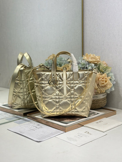 CD Toujours Tote Bag Metallic Gold-Tone Calfskin 288550