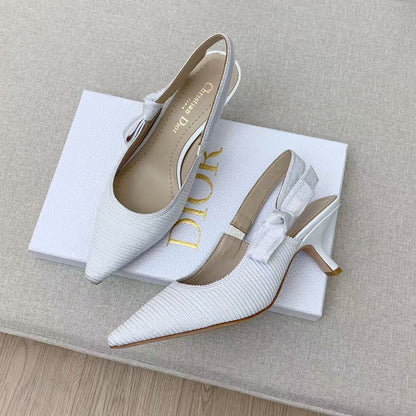 CD J'Adior Slingback Pumps 65mm White Embroidered Cotton