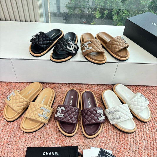 Chanel 2026 Logo Flat Sandal Sheepskin 713015
