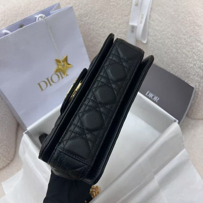 Small Dior Jolie Top Handle Bag 22cm Black Cannage Calfskin