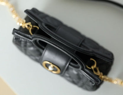 Dior 2025 Jolie Top Handle Bag Black Cannage Lambskin