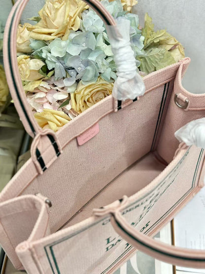 Dior 2026 Book Tote Bag 36cm Embroidered "Les Liaisons Dangereuses" Pink Canvas