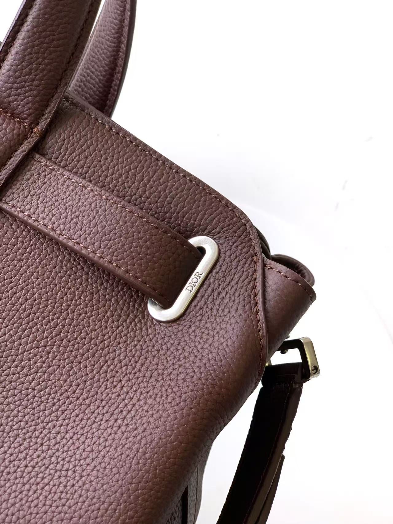 Dior 2026 Normandie Handbag 38cm Brown Grained Calfskin