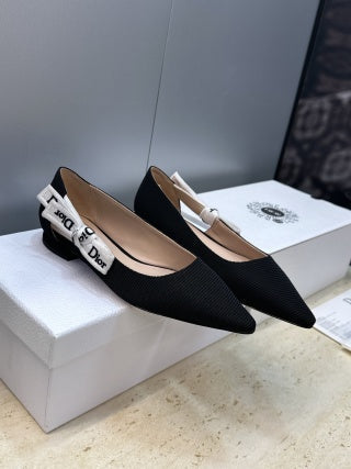 CD 26s High Heels Pumps Black Cotton Ribbon 633066
