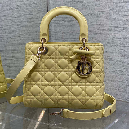 CD 2026 Bow Lady Dior Yellow Lambskin 286571