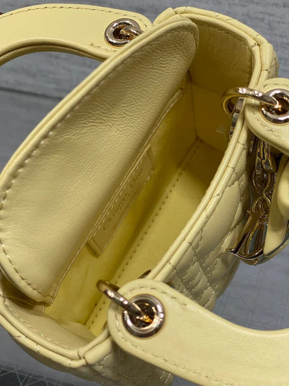 CD 2026 Bow Lady D-Joy Yellow Cannage Lambskin With Light Gold 286555