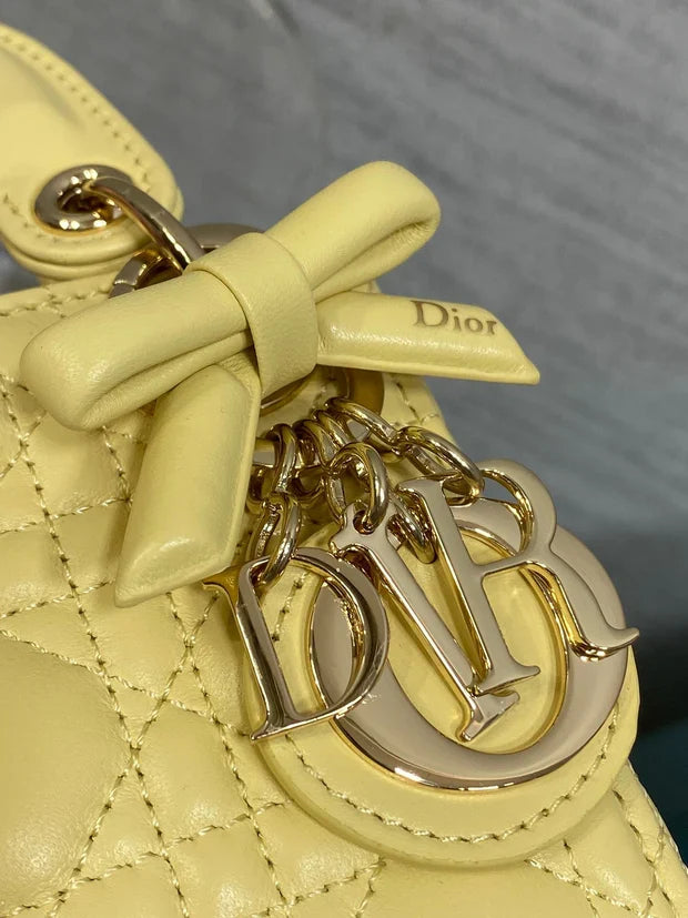 CD 2026 Bow Lady Dior Yellow Lambskin 286571
