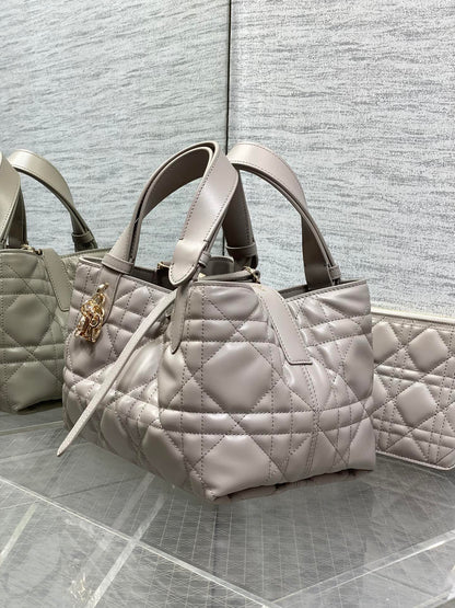 Dior 2026 Toujours Vertical Tote Bag Elegant Grey Calfskin 286656