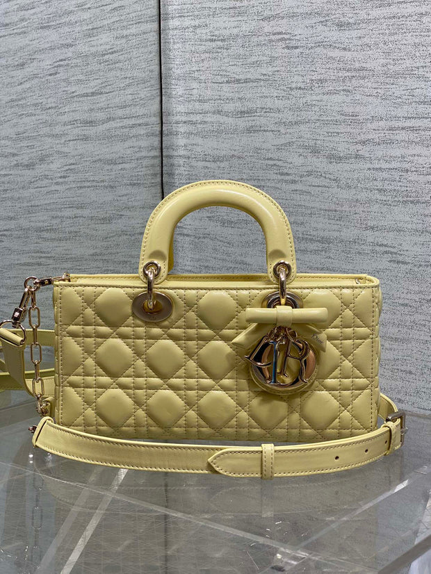 CD 2026 Bow Lady D-Joy Yellow Cannage Lambskin With Light Gold 286555