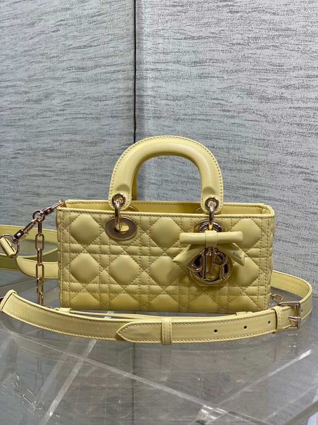 CD 2026 Bow Lady D-Joy Yellow Cannage Lambskin With Light Gold 286555