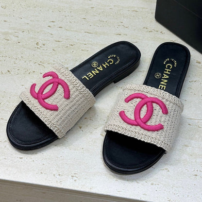 Chanel 2026 Double C Letter Slipper Woven Leather 787171