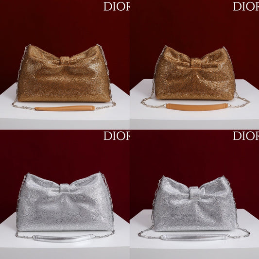 Dior 2026 Strass Embellished Bow Bag Leather 160744